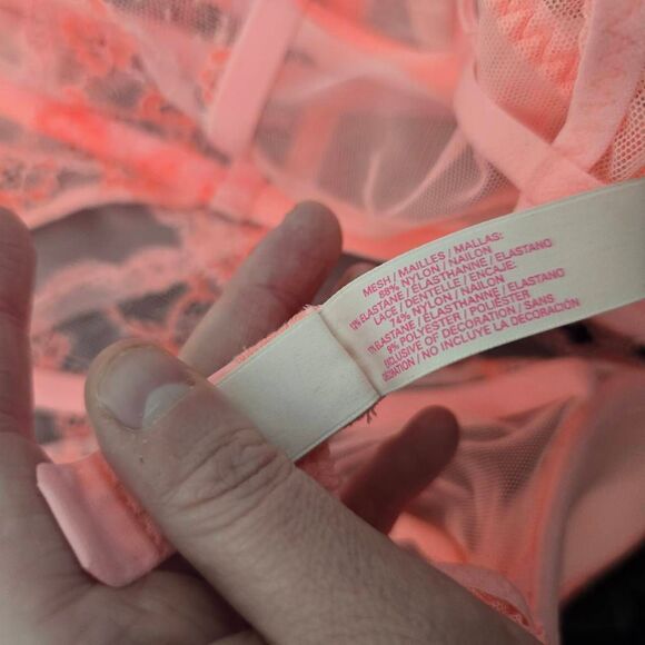 Victoria's Secret  sheer lace corset bodice Rosettes 34C Adjustable - Picture 6 of 6